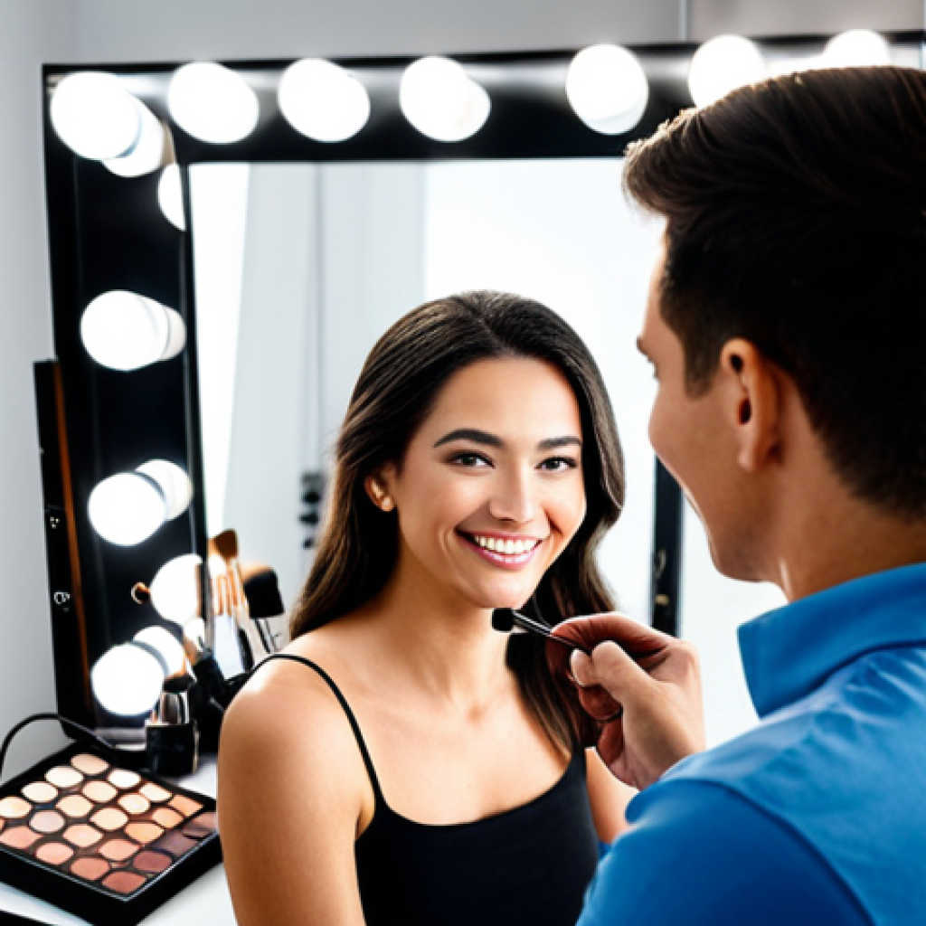 뷰티컨설턴트 피드백 수용법 - **

"A professional makeup artist applying foundation to a client in a well-lit studio. The client i...