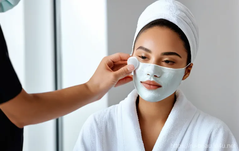 뷰티컨설턴트 실무 중심 강의 - A focused young woman in her early twenties, dressed in a clean, professional white smock, meticulou...