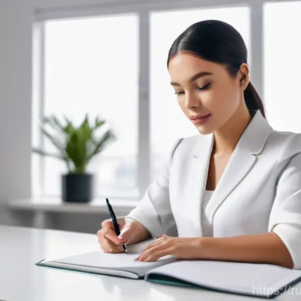 뷰티컨설턴트 연봉 협상 노하우 - A professional and elegant female beauty master, aged 30s, is seated at a sleek, minimalist desk in ...