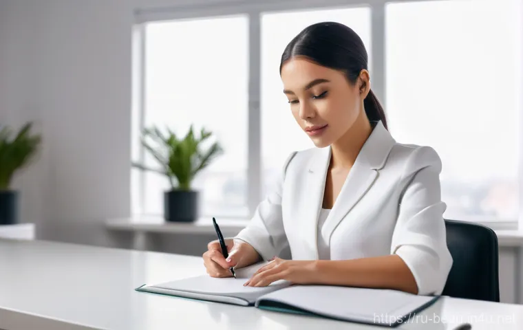 뷰티컨설턴트 연봉 협상 노하우 - A professional and elegant female beauty master, aged 30s, is seated at a sleek, minimalist desk in ...