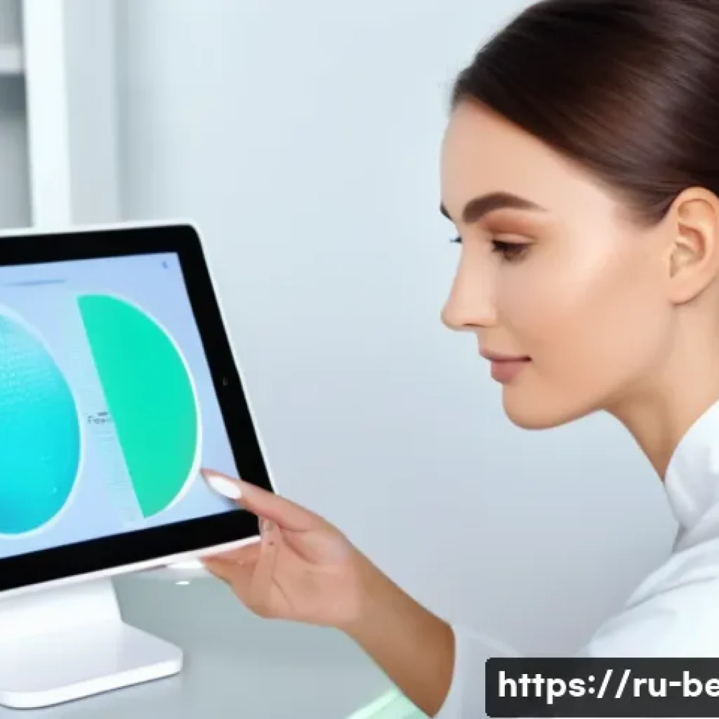 뷰티컨설턴트 실무 기술 증진 사례 - A modern beauty consultant using a high-tech digital skin analyzer device on a female client in a br...