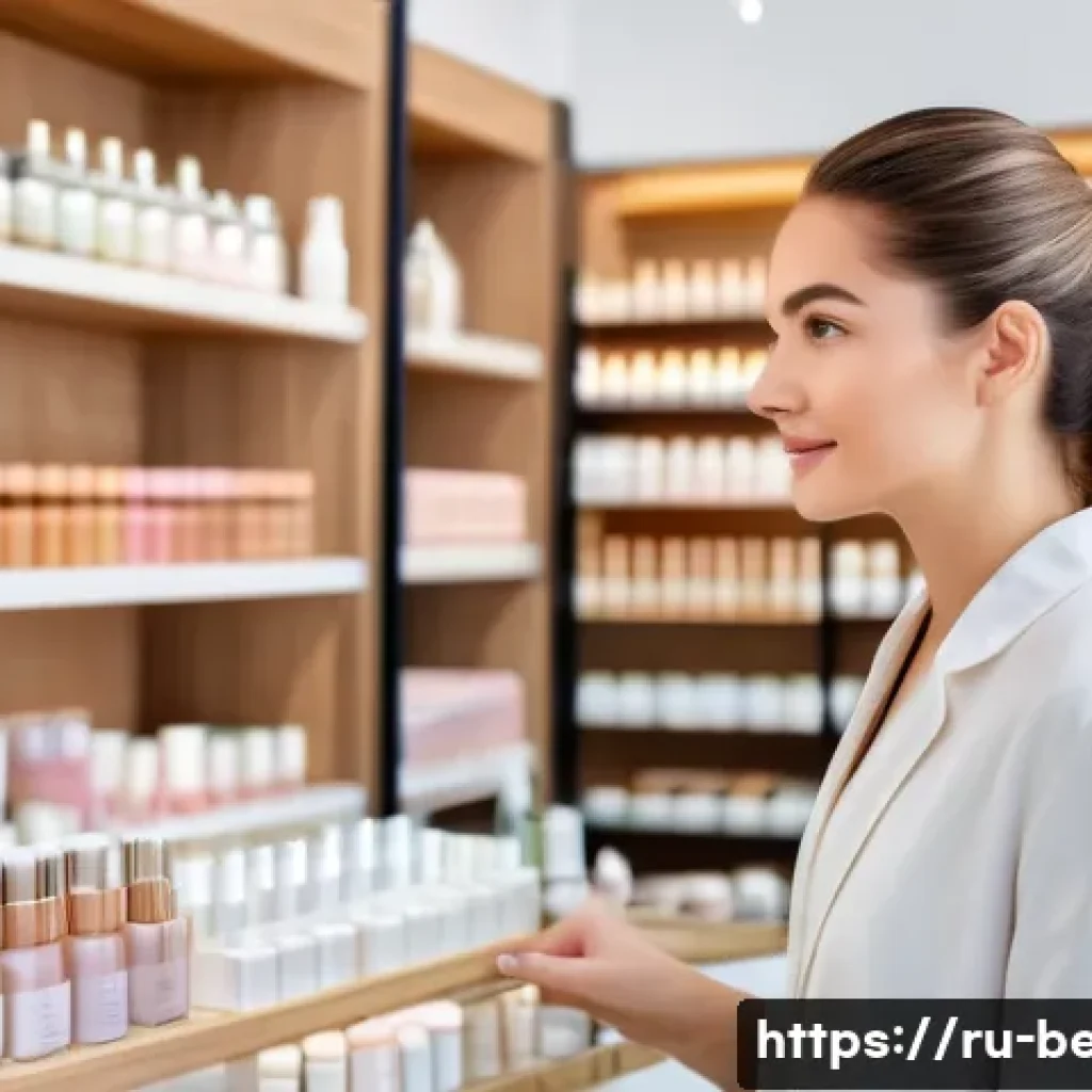 뷰티컨설턴트 직업 비전 설정 - A professional beauty consultant in a modern cosmetics store, attentively listening to a female cust...