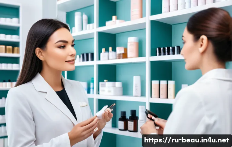 뷰티컨설턴트 전공 과목 선택법 - A professional beauty consultant in a modern skincare clinic, wearing elegant and modest business at...