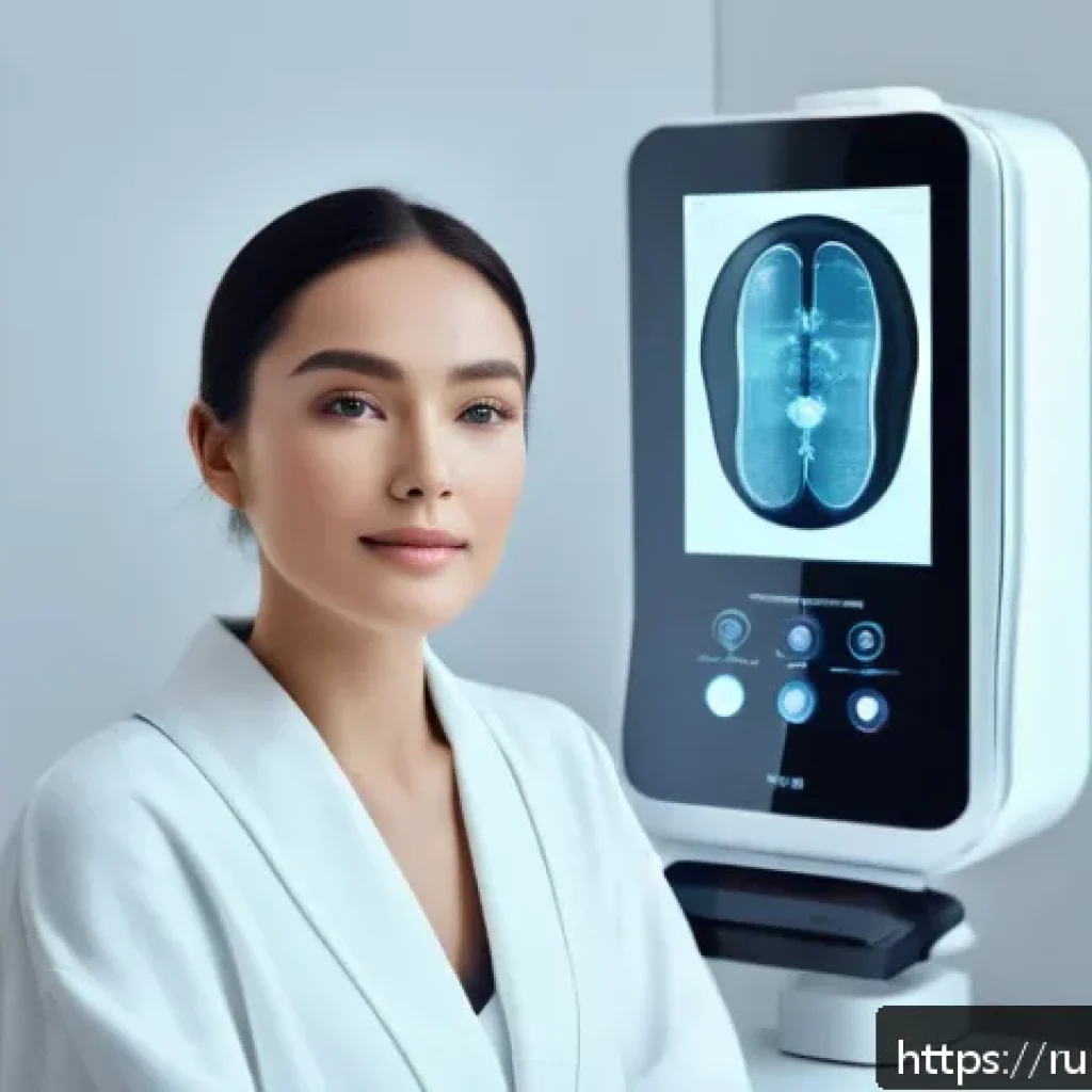 뷰티컨설턴트 새로운 기술 습득 - A modern beauty consultant using a high-tech skin scanner device on a female client in a sleek, well...