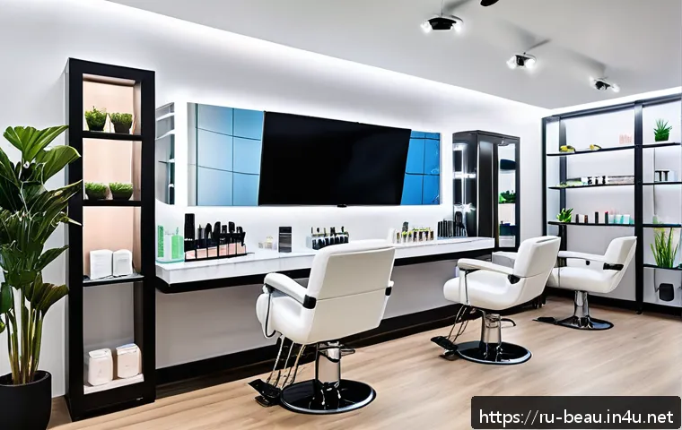 뷰티컨설턴트 이직 시 고려사항 - A modern beauty salon interior showcasing a comfortable and ergonomic workspace designed for long ho...